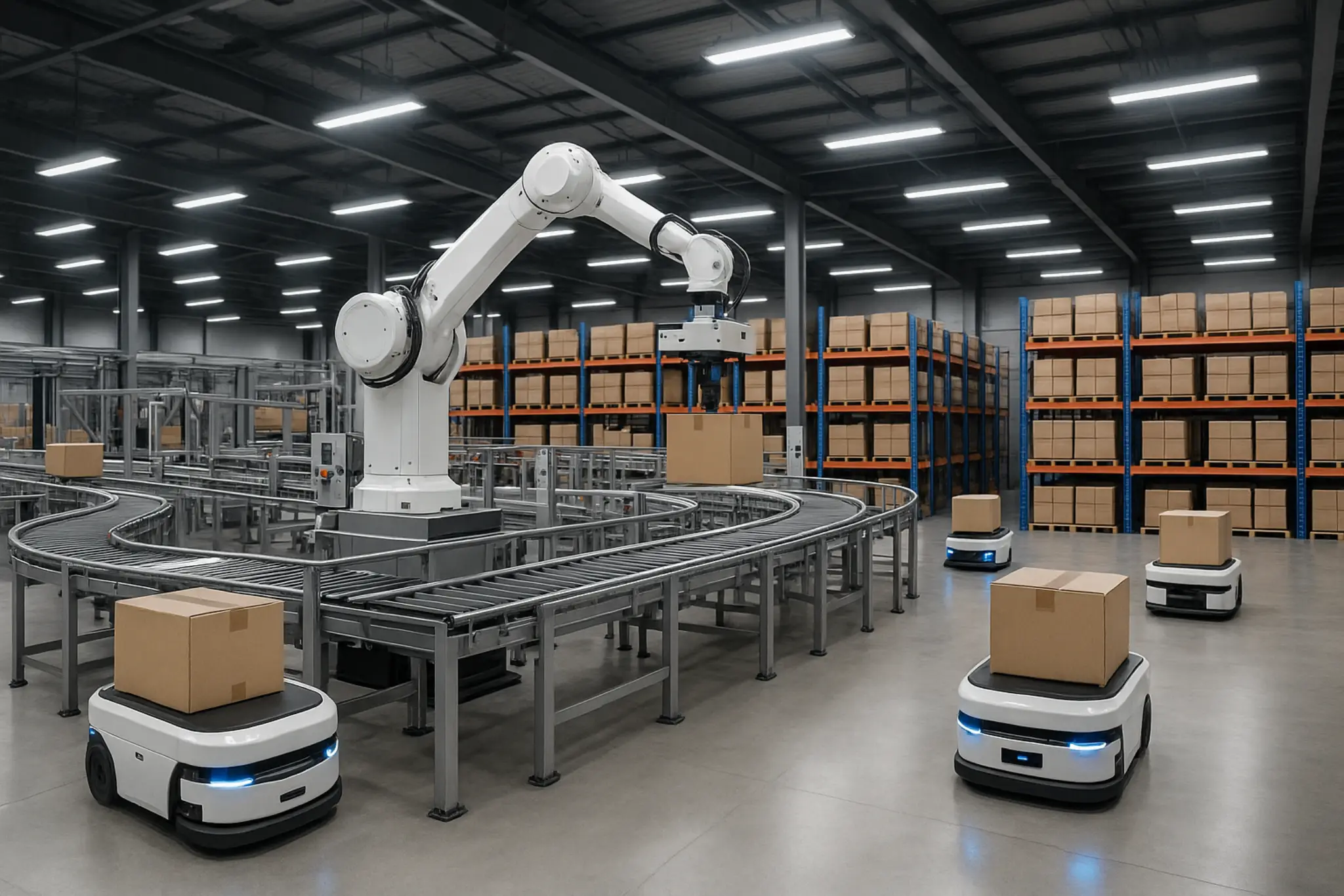 iLEAAP logistics management dashboard - Modern logistics warehouse with automated systems